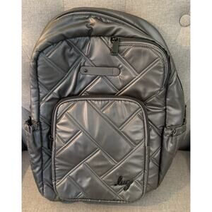Lug Roadster Quilted Backpack Unisex Metallic Pearl Zip Closure Mesh Backing